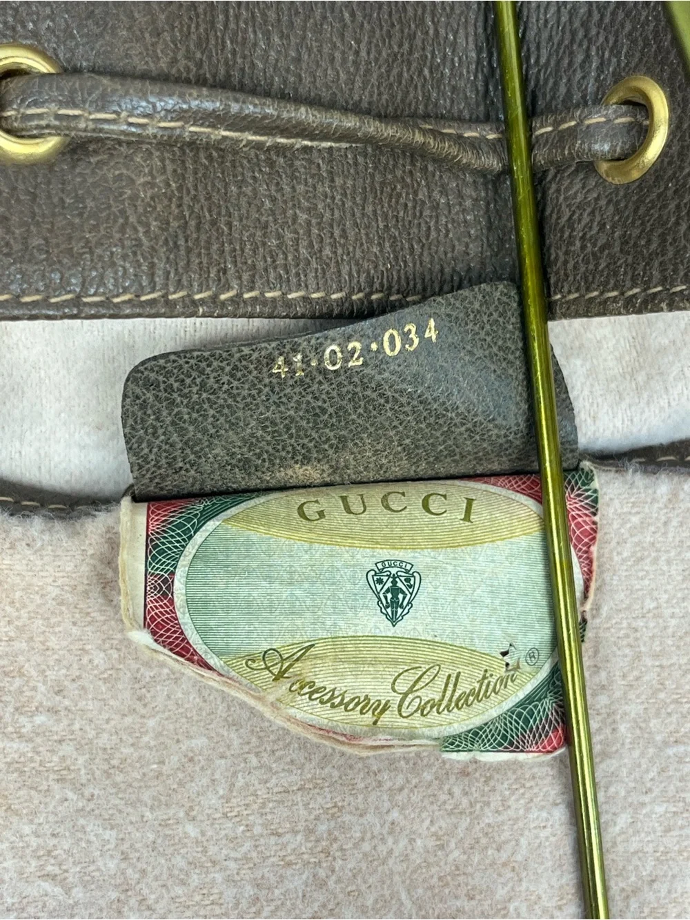 GUCCI Sherry Line Drawstring Shoulder Bag & Dustbag GG Brown Monogram VTG Italy - Picture 12 of 16